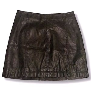 Free People Black Faux Leather Skirt